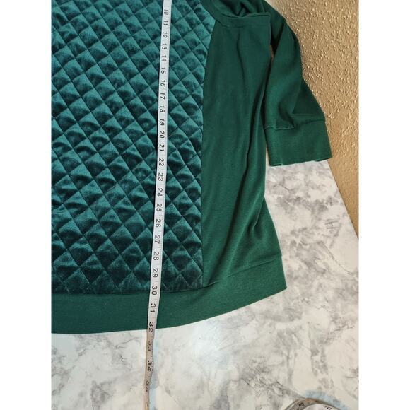 Woman Within Womens Green Velour Long Sleeve 1/4 Zip Pullover Sweatshirt Size 5X - Picture 6 of 6